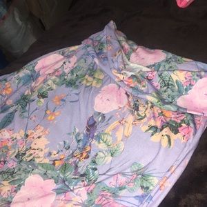 Vintage RARE Print LulaRoe XL Maxi Skirt USA made lilac with birds and roses